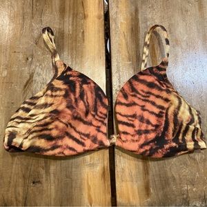 Tiger print bikini bra top NEW 38D punk rockabilly leopard
